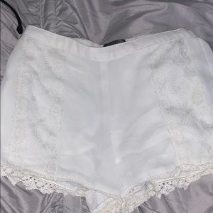 White lace shorts